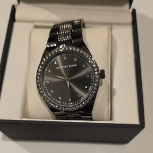 Geoffrey Beene Metallic Watch with Sparkling Accents